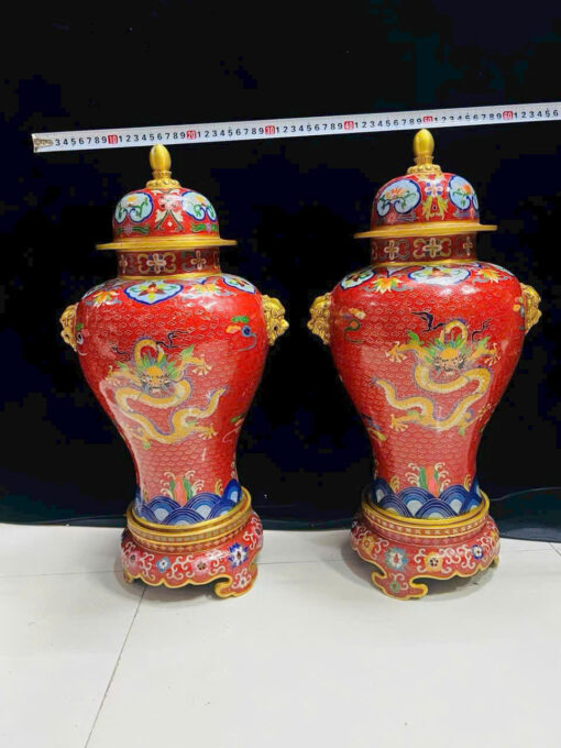 Ly đồng long phụng vẽ thủ công