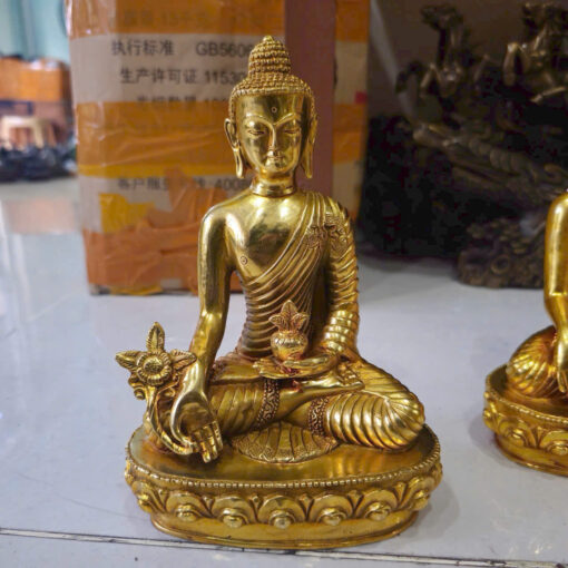 Tượng đồng dát vang tam thế phật 20cm - Ảnh 4
