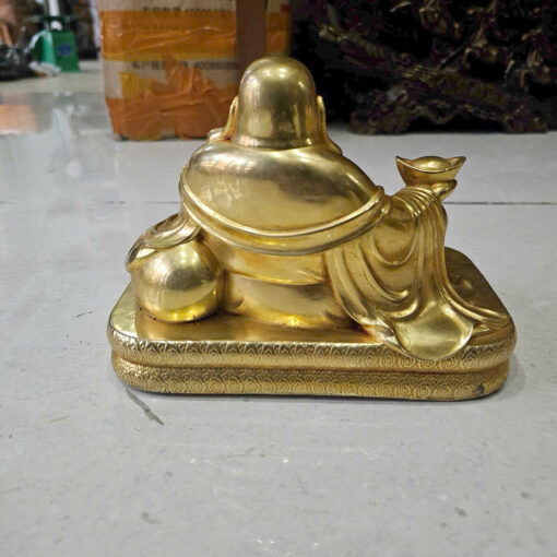 Tượng đồng di lạc si vàng đế vuông - Ảnh 4