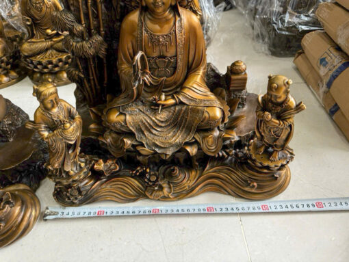 Tượng đồng quan âm có 2 vị tiểu đồng cao 50cm - Ảnh 8
