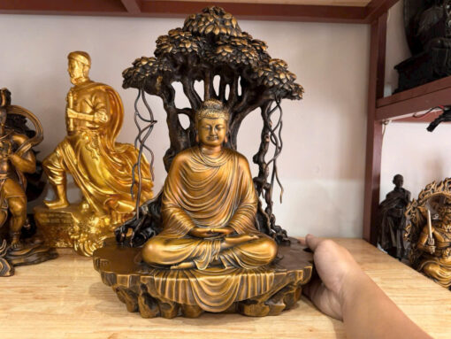 Tượng đồng Bổn Sư ngồi dưới cây bồ đề 16in cao 42cm - Ảnh 2