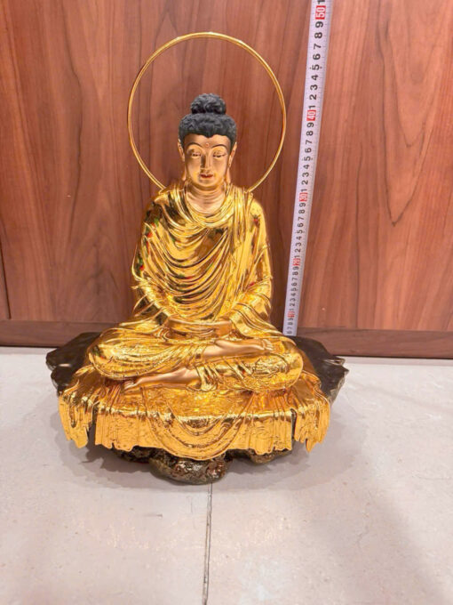Tượng đồng Bổn sư dát vàng đế đá 16in - Ảnh 2